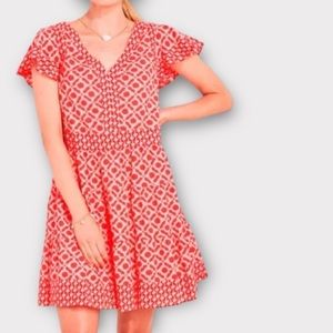 Vineyard vines mixed print tiered dress in pink